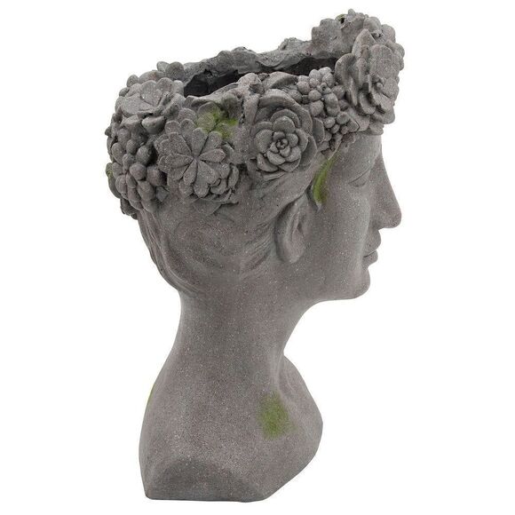 19" LADY WITH DAISIES PLANTER - Poly resin material in Green. - Picture 11 of 14